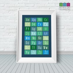Alfabet kafelkowy - niebiesko-zielony